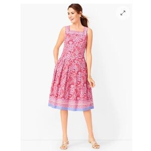 Talbots Medallion Fit & Flare Midi Dress 10P Coastal Chic Cottagecore Style